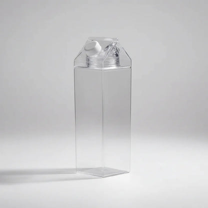 Botellas Transparente Reutilizable Cuadrada Tapa Libre Bpa Transparente
