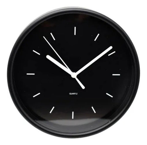 Reloj De Pared Redondo Analógico 19cm Moderno Decorativo Negro