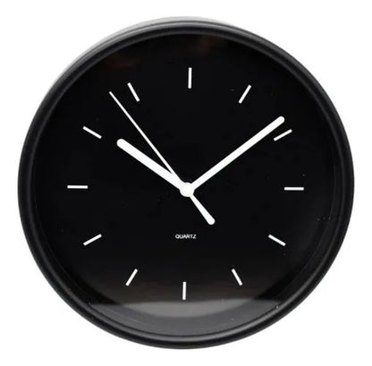 Reloj De Pared Redondo Analógico 19cm Moderno Decorativo Negro
