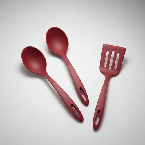 Set X3 Kit Utensilios Cocina Espátula Nylon Resistente 30cm Rojo