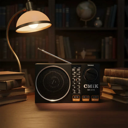 Radio Portátil Recargable Am Fm Sw 3 Bandas Analógica Mini Negro