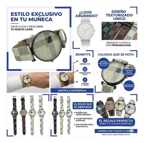 Reloj Pulsera Diseño Elegante Correa Estampada Mujer Hombre Aleatorio