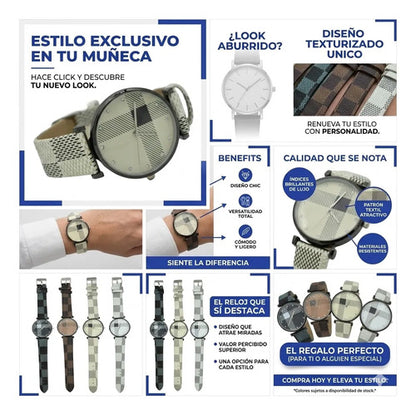 Reloj Pulsera Diseño Elegante Correa Estampada Mujer Hombre Aleatorio