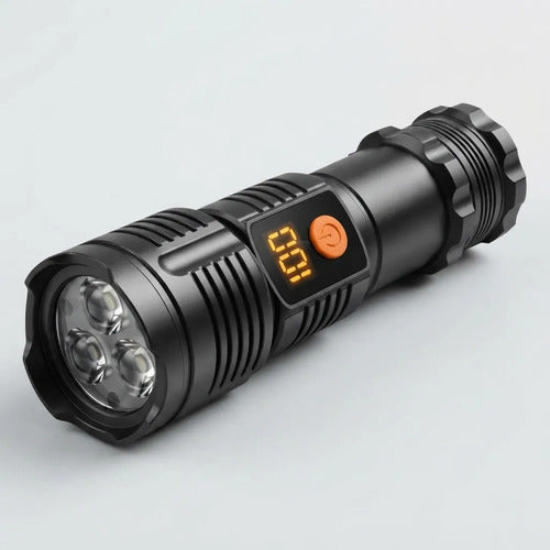 Linterna Led Portátil Recargable Display Indicador De Carga Blanco Negro