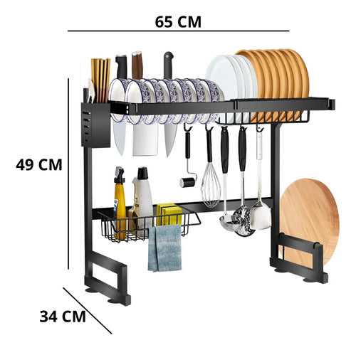 Escurridor Cocina Cubiertos Pileta Platos Metal Negro Negro