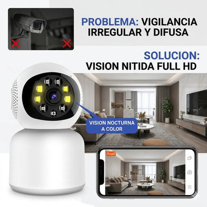 Camara Vigilancia Robotica Wifi Inteligente App Tuya Full Hd Blanco