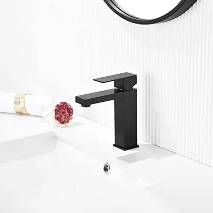 Grifo De Baño Negro Mate De Un Solo Orificio Manija In