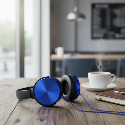 Auriculares Cable 3.5 Mic Manos Libres Vincha Ajustable Azul