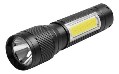 Linterna Portátil Led Recargable 3 Niveles Luz Lateral 9cm Blanco Negro