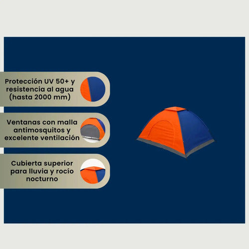 Carpa 3 Personas Iglu 200x150cm + 2 Sillas Plegables Camping Varios