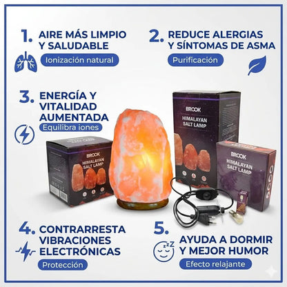 Lampara De Sal Natural Del Himalaya 3-5 Kg Dimmer Regulador Amarillo