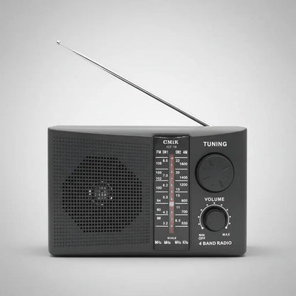 Radio Portatil Multibanda Electrica Y A Pila 4 Bandas Negro