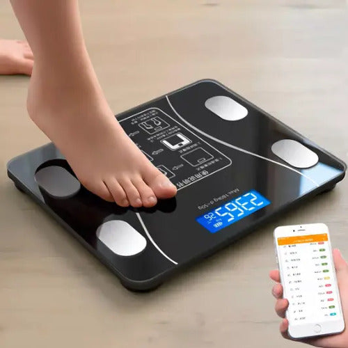 Balanza Pesa Digital Bluetooth Inteligente App Smart Baño Color Negro