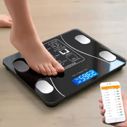 Balanza Pesa Digital Bluetooth Inteligente App Smart Baño Color Negro