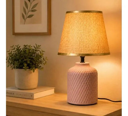 Lámpara Mesa Cerámica Texturizada Velador E27 33cm Beige