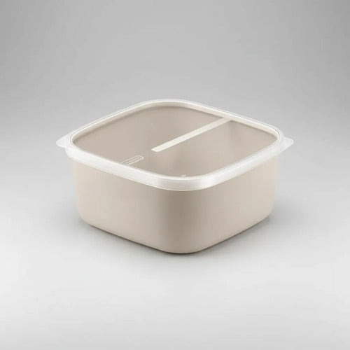 Pote Recipiente Tupper Plástico Tapa Transparente 1.1l Beige