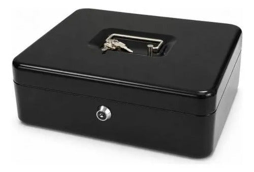Caja Seguridad Metálica 30x24x9cm Llave Bandeja Removible Negro