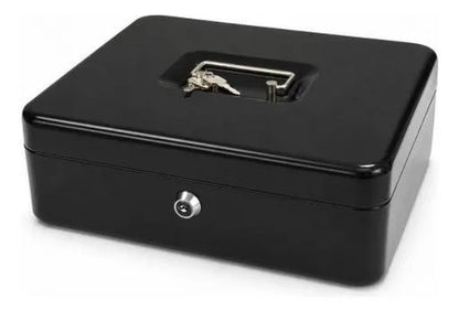 Caja Seguridad Metálica 30x24x9cm Llave Bandeja Removible Negro