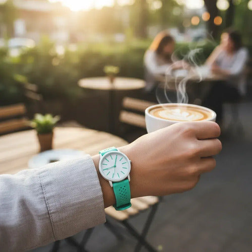 Reloj De Pulsera Analógico Correa De Colores Diseño Casual Verde