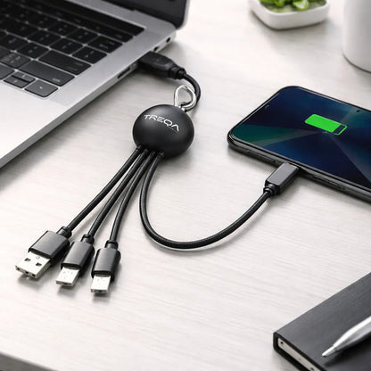 Cable Usb 3 En 1 Micro Ios Tipo C 3.1a Carga Celular Datos Negro
