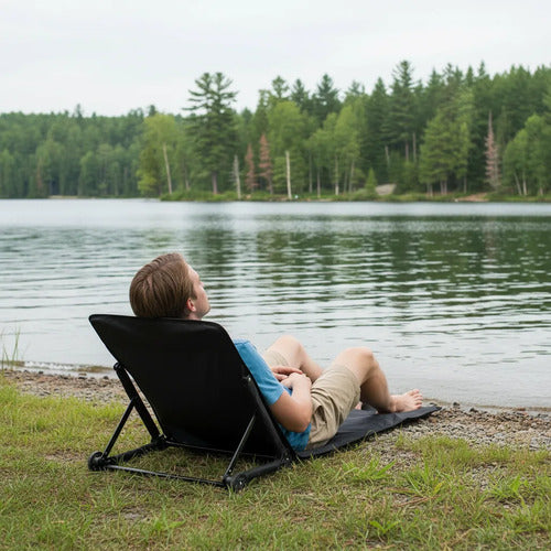 Silla Plegable Playa Camping Respaldo Bolso Portatil 100cm Negro