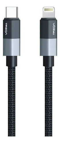 Cable Datos Tipo C A Ios Reforzado Nylon Usb C Carga 1m Gris
