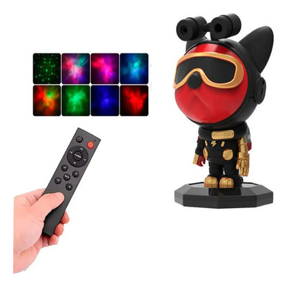 Lampara Veladora Proyector Galaxia Con Control Diseño Perro Blanco