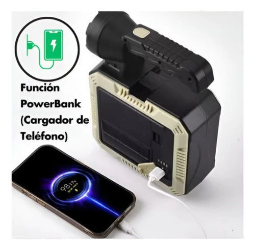 Foco Linterna Camping Solar + Kit Herramientas + Powe Bank Blanco Negro