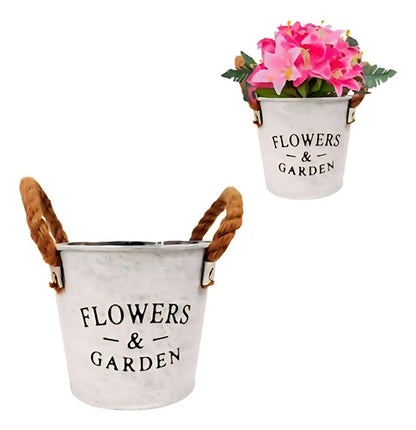 Maceta Metalica Jardin Con Asas Interior Exterior 10x11cm Varios