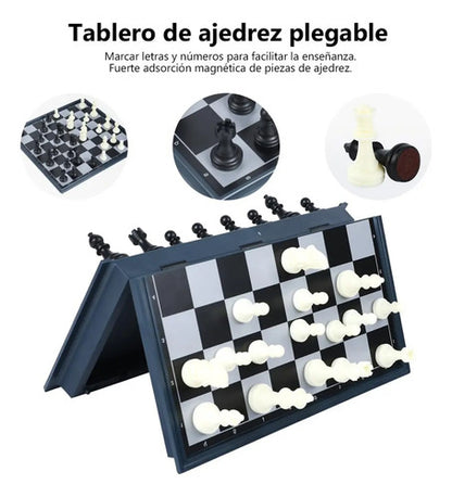 Ajedrez Magnetico Plegable Tablero Fichas Abs Juego De Mesa