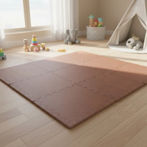 Pack X8 Alfombra Goma Eva Encastrable Simil Madera 60x60