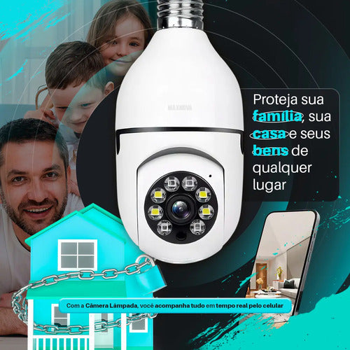 Cámara De Vigilancia Wi-fi Lámpara De Techo Visión Nocturna Full Hd 360° Blanco
