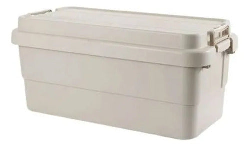Caja Baul Organizador Herramientas Plastico Tapa Asa 65l Beige