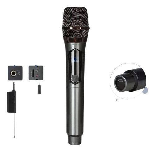 Microfono Inalambrico Profesional Dx-u801 Con Receptor Uhf Color Negro