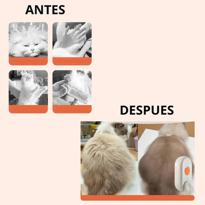 Peine Cepillo Vapor Para Mascotas Perro Gato Recargable Usb