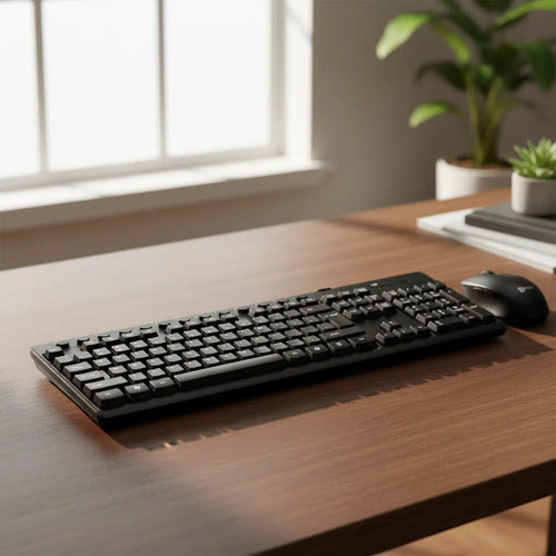 Kit Combo Teclado Mouse Inalambrico Usb Pc Notebook Oficina Negro