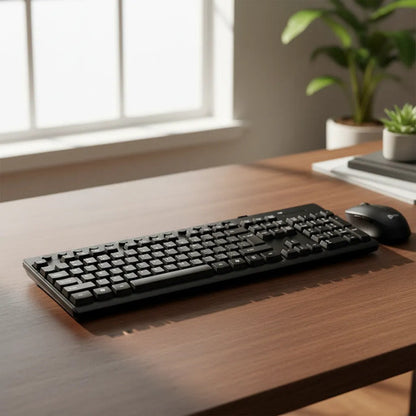 Kit Combo Teclado Mouse Inalambrico Usb Pc Notebook Oficina Negro