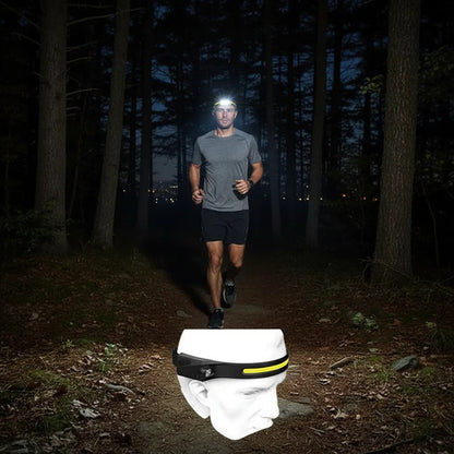 Linterna Minero Frontal Led Recargable Sensor Usb 350 Lumens Led Cob Frontal Xpe Lateral Negro Mate