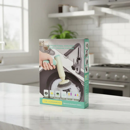 Cepillo Electrico Multiuso Limpiador 7 En 1 Recargable 12w Blanco Y Verde Agua / Celeste