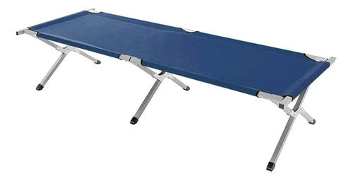Catre Plegable Aluminio Camping Cama Portatil Exterior 190cm Azul