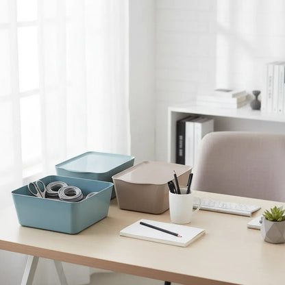 Caja Multiuso Plástica Organizadora Tapa Hogar 35x25x15cm Rosa