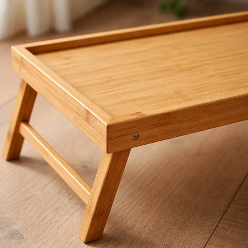 Mesa Bandeja Desayunadora Plegable Bambú 40x30cm Madera Madera Natural