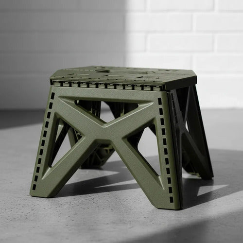 Banco Taburete Plegable Portátil Plástico Reforzado 23cm Mate Verde