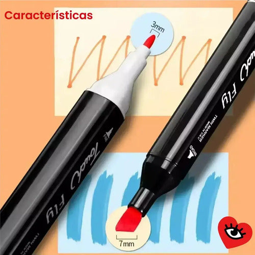 Marcadores Doble Punta 80 Pcs Estuche Colores Touch Veoquiero Negro 80