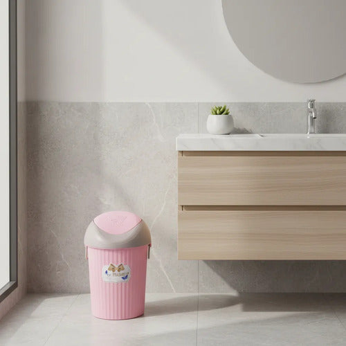 Papelera Cesto Residuos Tapa Basculante 8l Vaivén 40x21cm Rosa