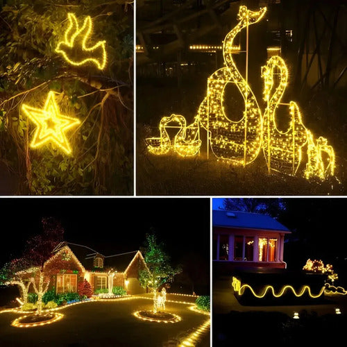 Manguera Luz Led Carga Solar Guirnalda Decorativa Guia 5mts Cálida