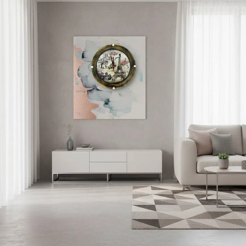 Reloj Analógico Vintage Pared Redondo Estilo París 30cm Dorado