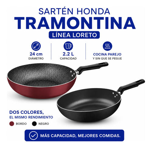 Sarten Hondo Profunda Cocina Capacidad 2.2l Antiadherente Bordó