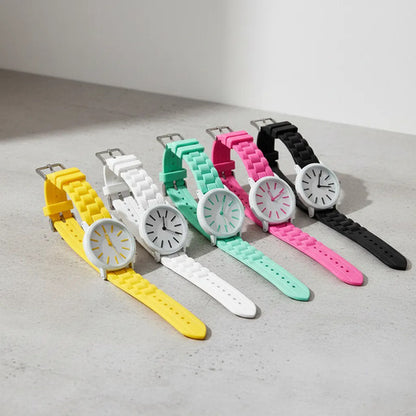 Reloj De Pulsera Analógico Correa De Colores Diseño Casual Amarillo