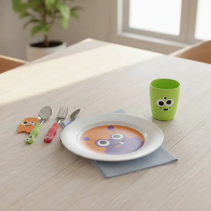 Set Juego Infantil Vajilla Plato Vaso Cubiertos X5 Piezas Aleatorio